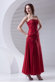 Taffeta Strapless A Line Ankle-Length Dress