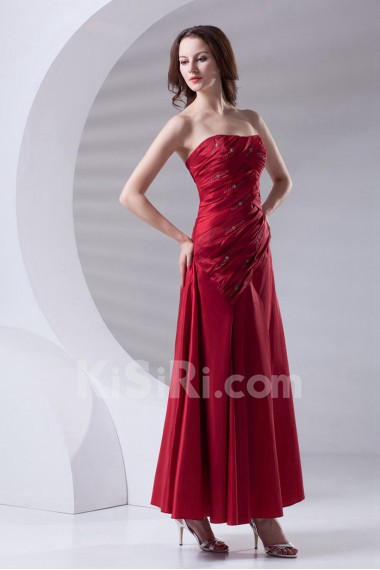 Taffeta Strapless A Line Ankle-Length Dress