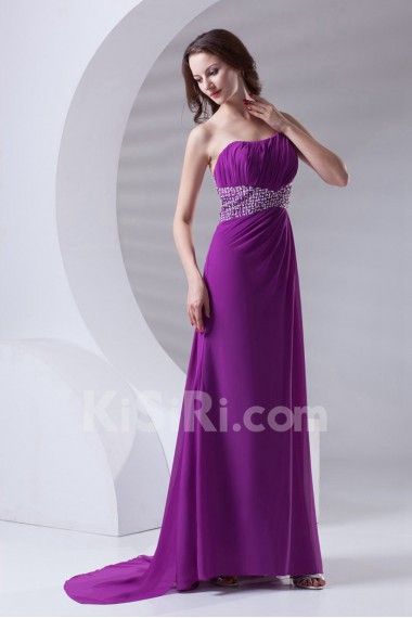 Chiffon One Shoulder A Line Dress with Sequins