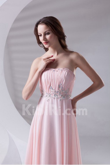 Chiffon Strapless Column Dress with Sequins