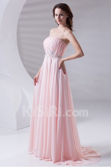 Chiffon Strapless Column Dress with Sequins