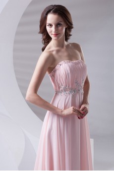 Chiffon Strapless Column Dress with Sequins