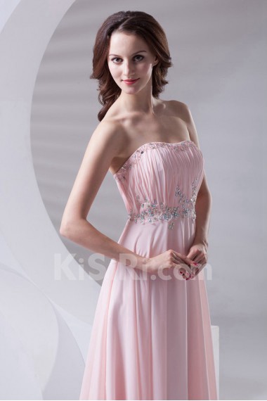 Chiffon Strapless Column Dress with Sequins