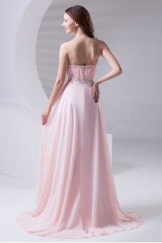 Chiffon Strapless Column Dress with Sequins