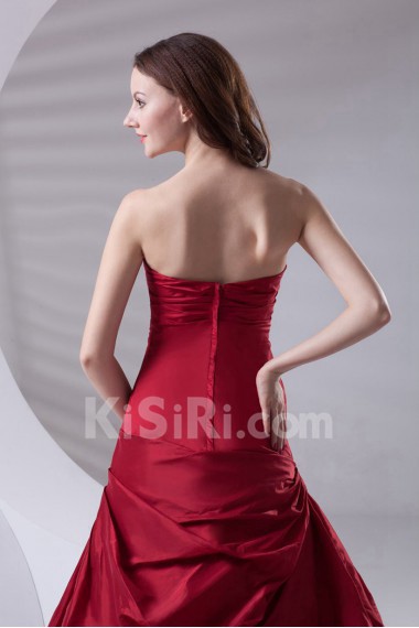 Satin Strapless A Line Dress with Sash