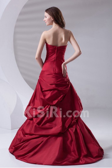 Satin Strapless A Line Dress with Sash