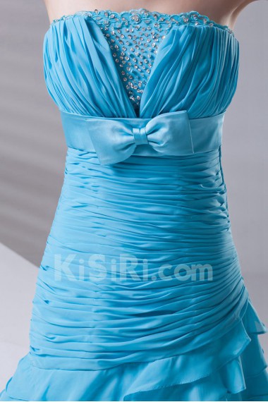 Chiffon Strapless A Line Dress with Sash