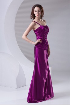 Satin One Shoulder A Line Dress