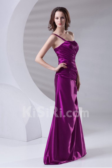 Satin One Shoulder A Line Dress