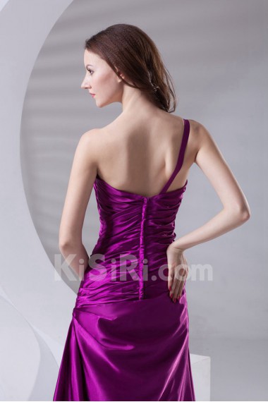 Satin One Shoulder A Line Dress