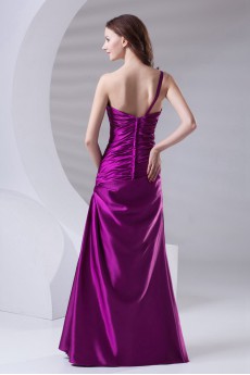 Satin One Shoulder A Line Dress