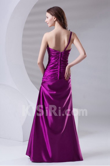 Satin One Shoulder A Line Dress