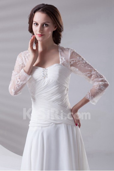 Chiffon Sweetheart A Line Dress with Three-quarter Sleeves