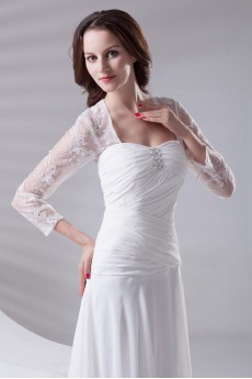 Chiffon Sweetheart A Line Dress with Three-quarter Sleeves