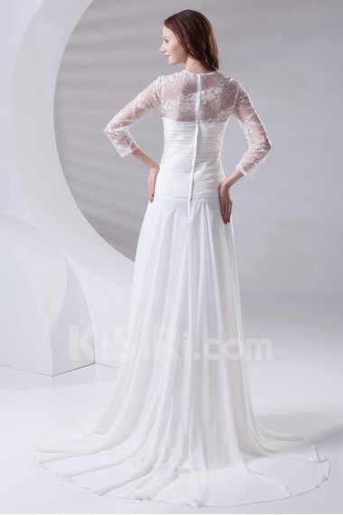 Chiffon Sweetheart A Line Dress with Three-quarter Sleeves