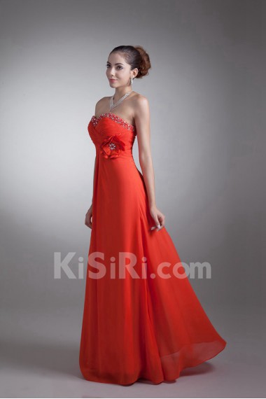 Chiffon Sweetheart Coloum Dress with Sequins