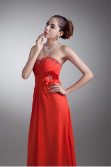 Chiffon Sweetheart Coloum Dress with Sequins