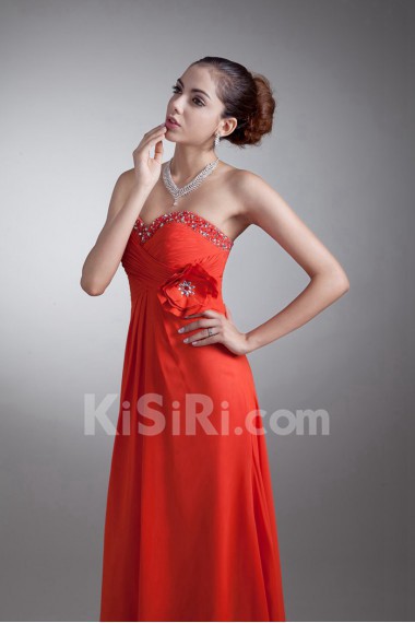 Chiffon Sweetheart Coloum Dress with Sequins