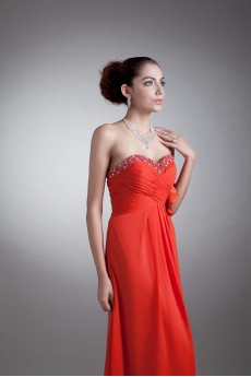 Chiffon Sweetheart Coloum Dress with Sequins