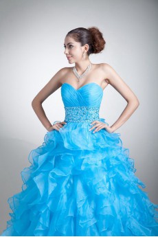 Organza Sweetheart A Line Dress with Crisscross Ruched Bodice