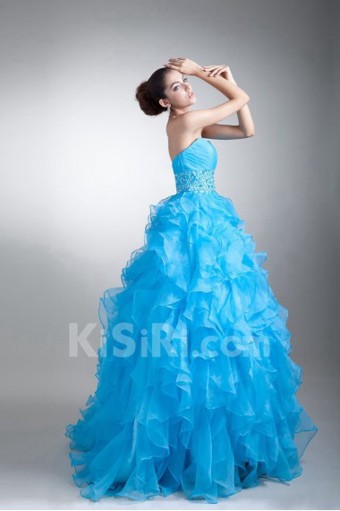 Organza Sweetheart A Line Dress with Crisscross Ruched Bodice