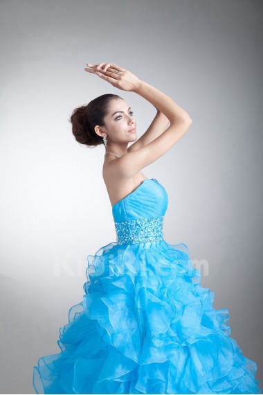 Organza Sweetheart A Line Dress with Crisscross Ruched Bodice