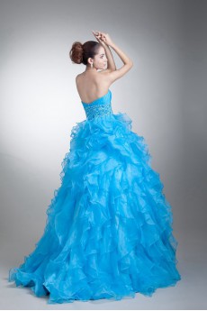 Organza Sweetheart A Line Dress with Crisscross Ruched Bodice