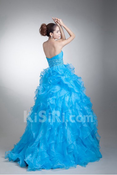 Organza Sweetheart A Line Dress with Crisscross Ruched Bodice