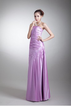 Taffeta Strapless A Line Dress with Embroidery