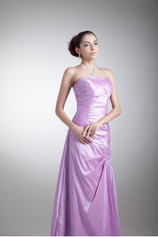 Taffeta Strapless A Line Dress with Embroidery