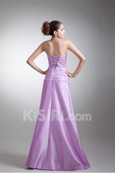 Taffeta Strapless A Line Dress with Embroidery