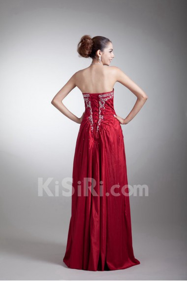 Taffeta Strapless A Line Dress with Embroidery