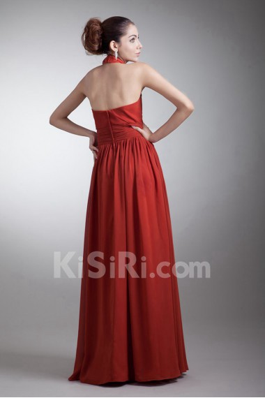 Chiffon High Collar Dress with Hand-made Flower