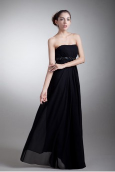 Chiffon Strapless Empire Dress with Sequins