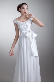 Taffeta and Chiffon Scoop A Line Dress