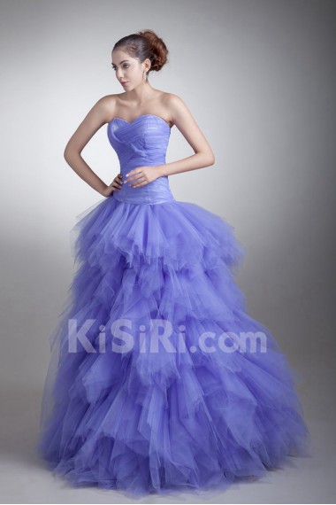 Satin and Net Sweetheart Sheath Dress with Crisscross Ruched Bodice