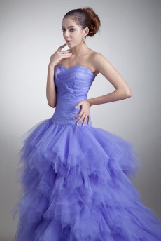 Satin and Net Sweetheart Sheath Dress with Crisscross Ruched Bodice