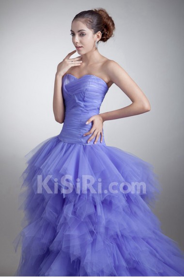 Satin and Net Sweetheart Sheath Dress with Crisscross Ruched Bodice