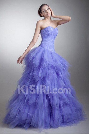 Satin and Net Sweetheart Sheath Dress with Crisscross Ruched Bodice