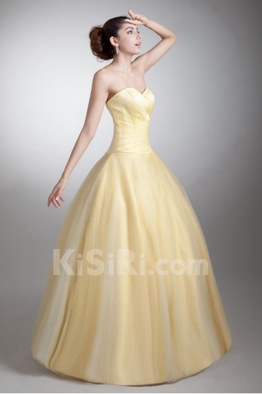 Satin and Net Sweetheart Ball Gown