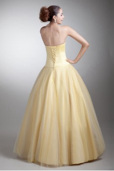 Satin and Net Sweetheart Ball Gown