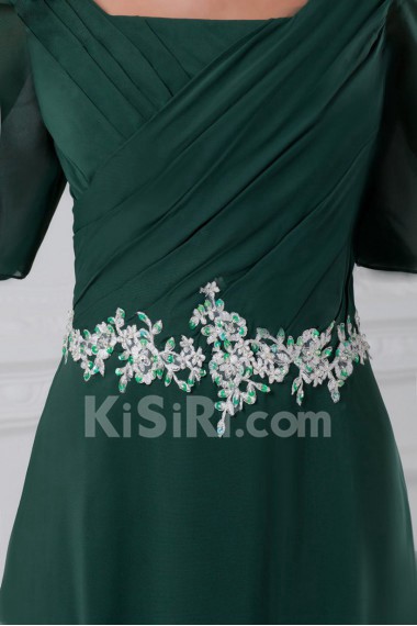 Chiffon Straps Column Dress with Embroidery