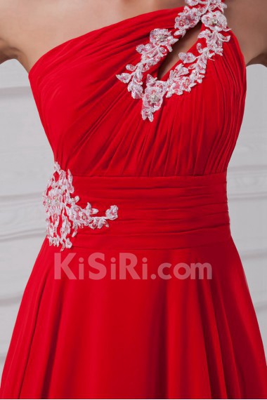 Chiffon Asymmetrical Column Dress with Embroidery