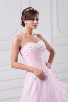 Organza Sweetheart A Line Dress with Embroidery