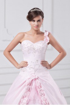 Satin Sweetheart Ball Gown with Embroidery