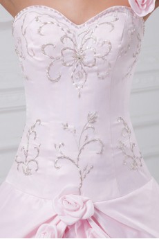 Satin Sweetheart Ball Gown with Embroidery