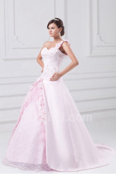 Satin Sweetheart Ball Gown with Embroidery