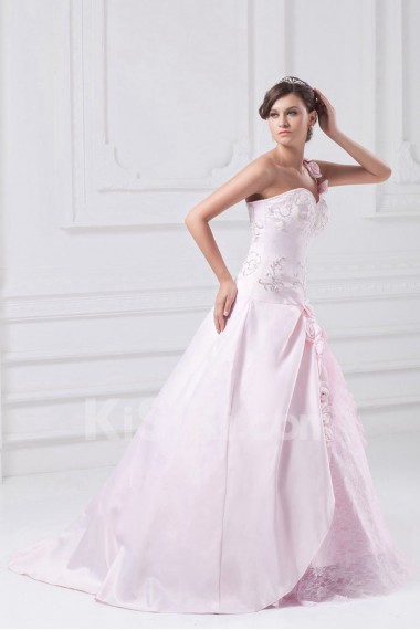 Satin Sweetheart Ball Gown with Embroidery