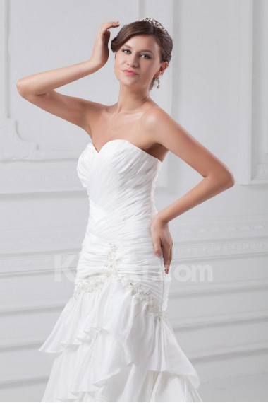 Taffeta Sweetheart Sheath Dress with Gathered Ruched Bodice