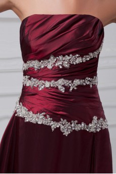 Taffeta Strapless A Line Dress with Embroidery